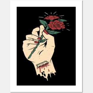 Hand rose Posters and Art